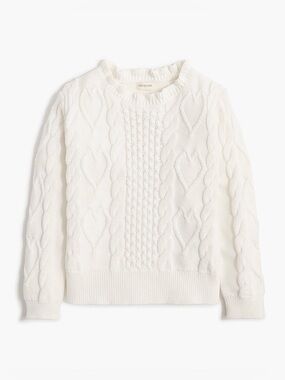 J. Crew Girls Ivory Cable Knit Heart Sweater NWT